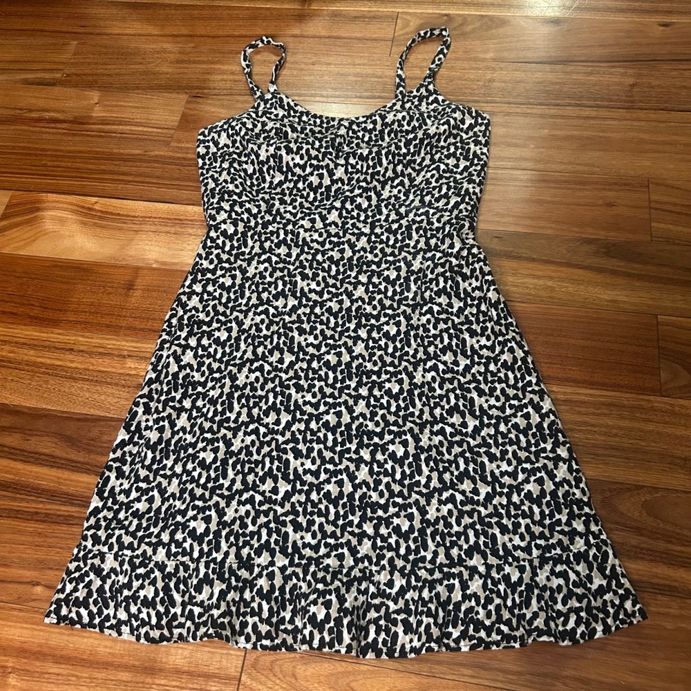 Old Navy Cami Dress linen blend‎ Leopard Print Sleeveless Casual Mini Dress